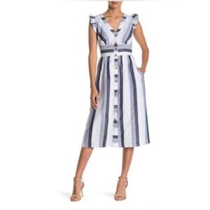 J. Crew Blue and White Striped Midi Dress